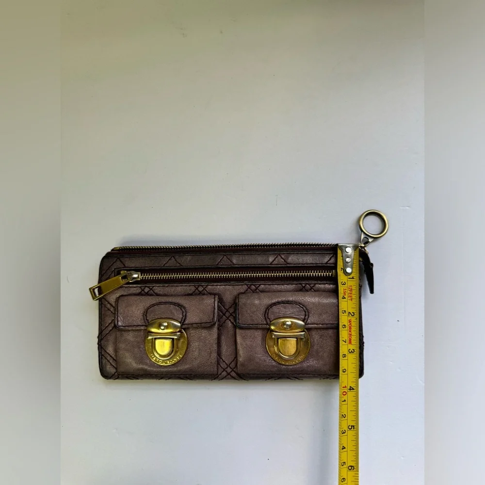 Marc Jacobs Quilted Leather Wallet Purse Cardholder Clutch Bag in Purple - Y2K